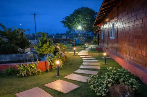 Clubhouse and walkway inside H2O Farms managed farmland community
