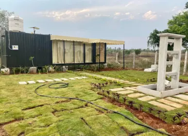 Managed farmland project in Thally region near Bangalore completed farmhouse construction with cool climate and scenic surroundings