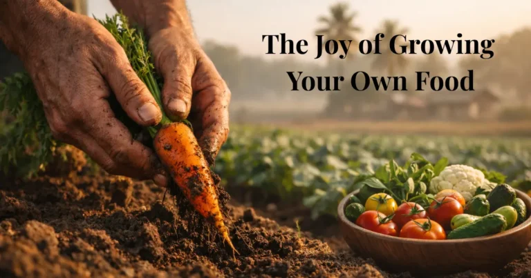 Farmer harvesting vegetables on managed farmland near Bangalore with fresh crops and soil