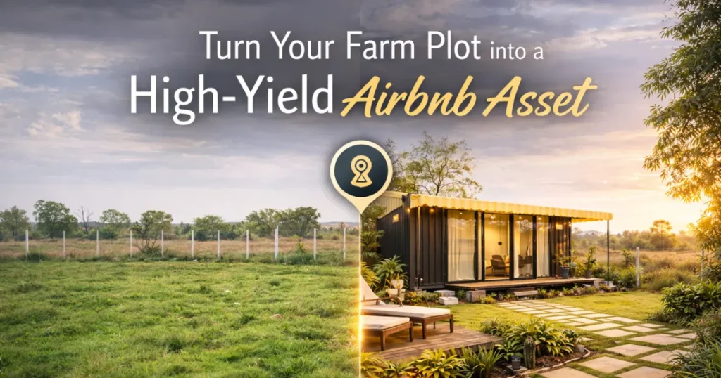 Farmhouse in managed farm plot near Bangalore used as Airbnb income property