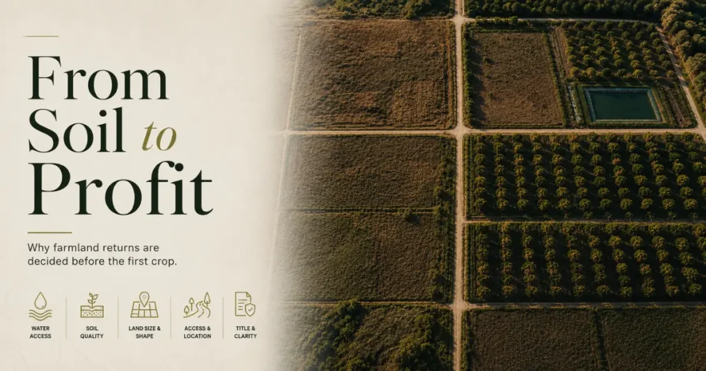 Aerial view of managed farmland near Bangalore showing planned agricultural land development