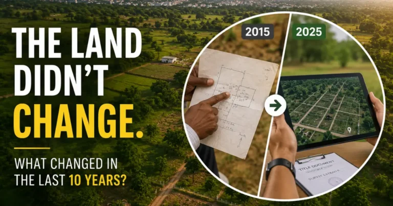 Farmland near Bengaluru illustrating how land ownership and buying processes have changed over the last decade.